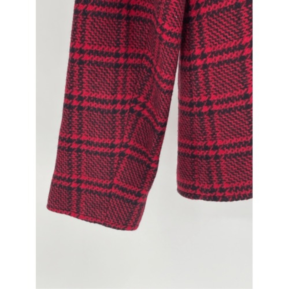 Talbots Blazer Jacket Women 10 Plaid Red Black Check Button Front Wool Blend - Picture 8 of 13